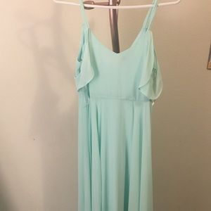 Off the shoulder mint green maxi dress